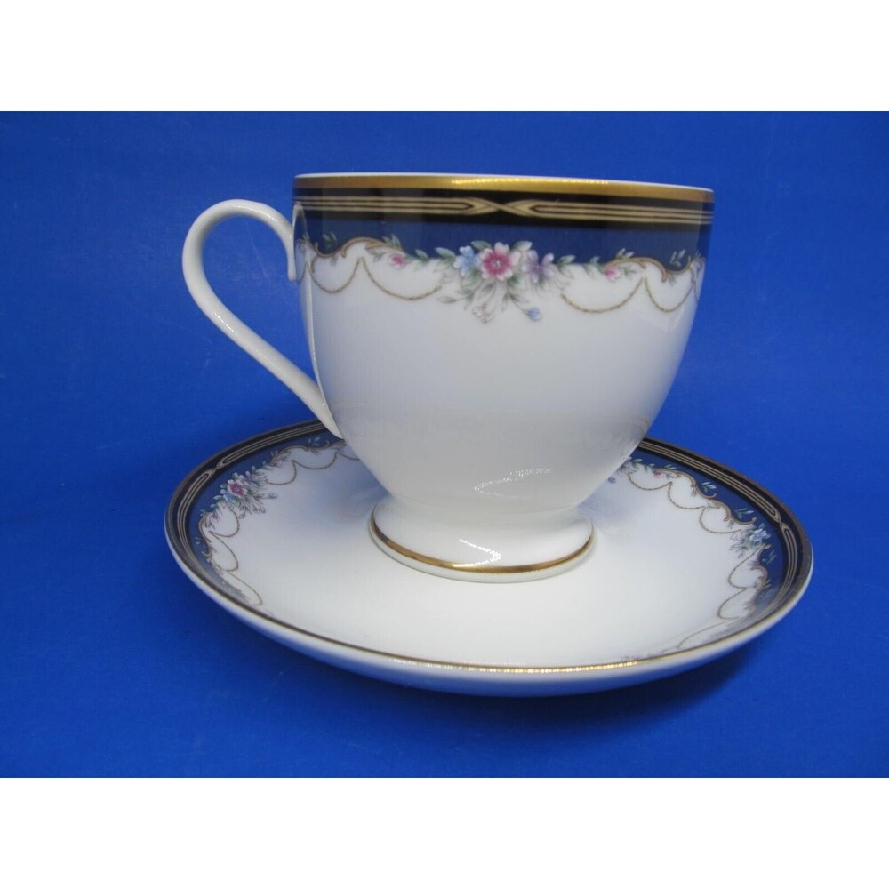 Gorham Golden Ribbon Edge Fine China Footed Cup And Saucer EUC Made In The USA